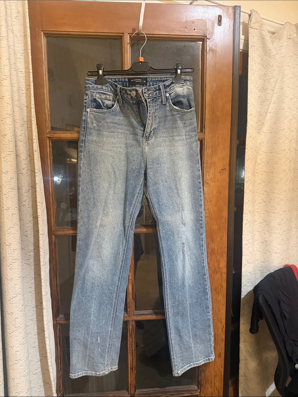 Just Black Men's Straight Jeans in Light Blue Wash